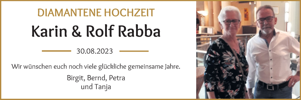 Hochzeitsanzeige von Karin Rabba von WESER-KURIER