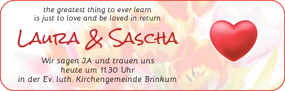 Hochzeitsanzeige von Laura Lutter von WESER-KURIER