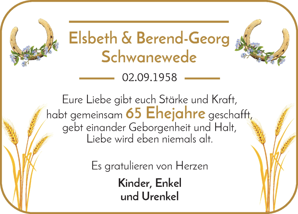 Anzeige für Elsbeth Schwanewede vom 02.09.2023 aus Osterholzer Kreisblatt