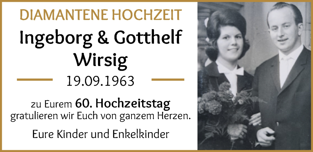 Anzeige für Ingeborg Wirsig vom 19.09.2023 aus WESER-KURIER