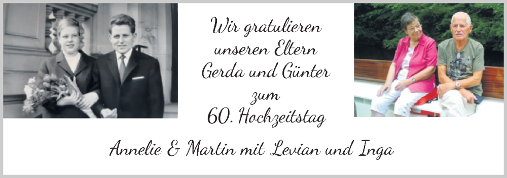 Hochzeitsanzeige von Gerda  von WESER-KURIER