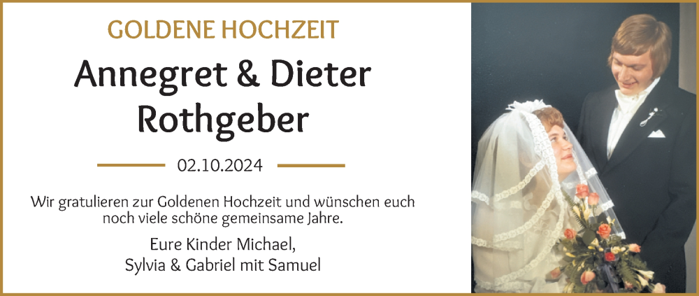 Anzeige für Annegret Rothgeber vom 02.10.2024 aus Wuemme Zeitung