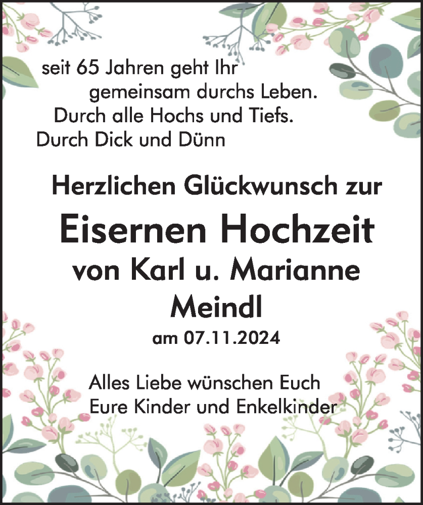 Hochzeitsanzeige von Marianne Meindl 