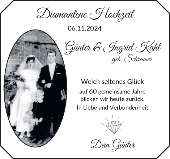 Hochzeitsanzeige von Günter Kahl von Die Norddeutsche