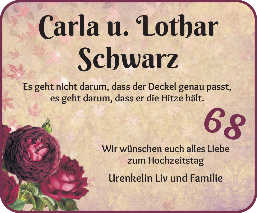 Hochzeitsanzeige von Carla Schwarz von WESER-KURIER