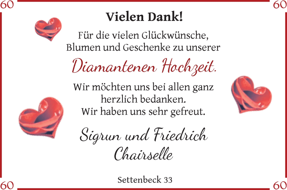 Hochzeitsanzeige von Sigrun Chairselle von Osterholzer Kreisblatt