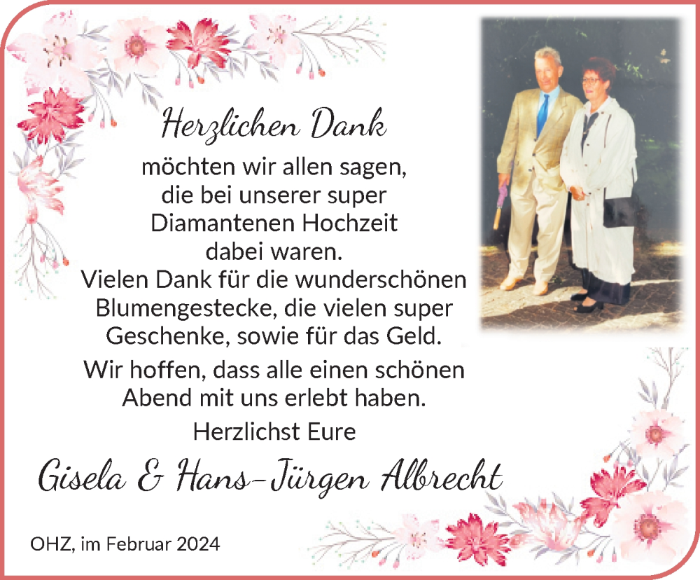 Hochzeitsanzeige von Gisela Albrecht von Osterholzer Kreisblatt
