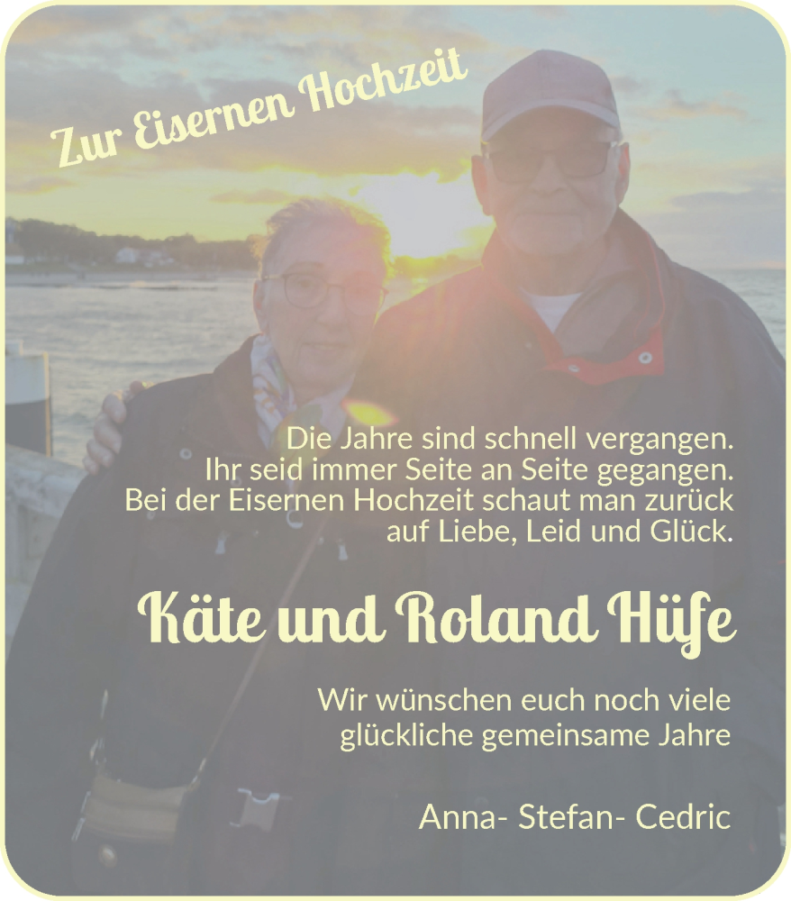 Hochzeitsanzeige von Käte Hüfe von Achimer Kurier/Verdener Nachrichten