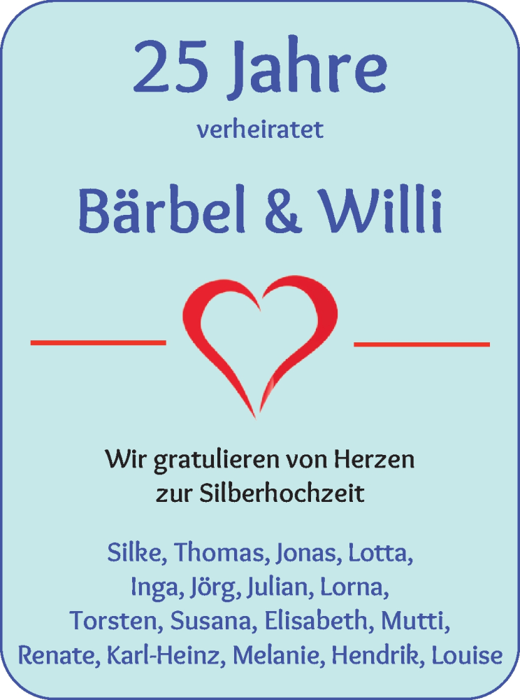Hochzeitsanzeige von Bärbel  von Wuemme Zeitung