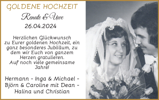 Hochzeitsanzeige von Renate  von Die Norddeutsche