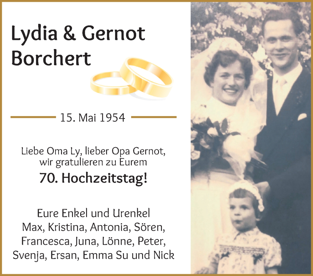 Hochzeitsanzeige von Lydia  Borchert von WESER-KURIER