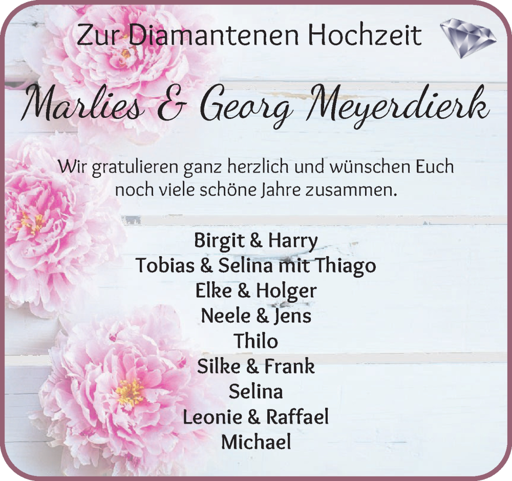 Hochzeitsanzeige von Marlies   Meyerdierk von Osterholzer Kreisblatt
