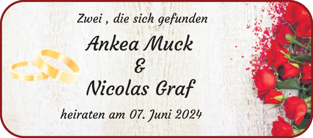 Hochzeitsanzeige von Ankea Muck von WESER-KURIER