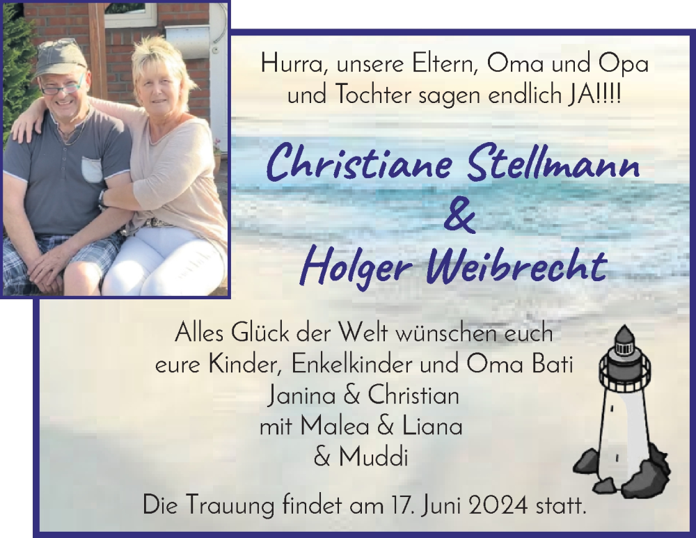 Hochzeitsanzeige von Christiane Stellmann von WESER-KURIER
