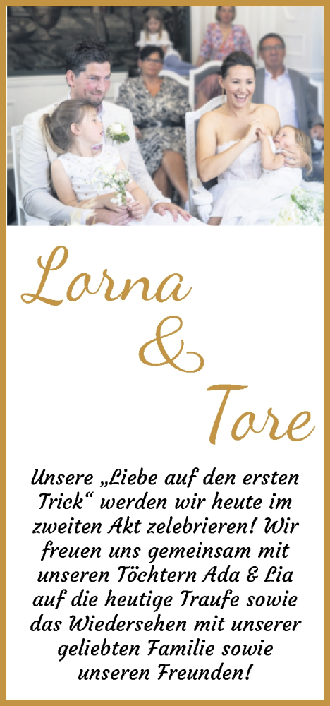 Hochzeitsanzeige von Lorna  von WESER-KURIER