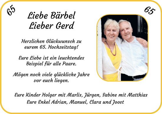Hochzeitsanzeige von Bärbel  von Die Norddeutsche