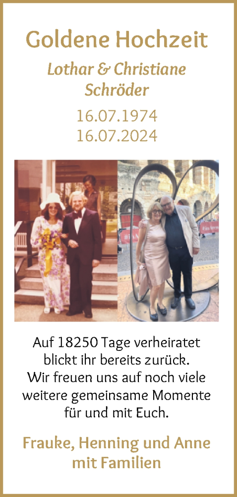 Hochzeitsanzeige von Christiane Schröder von WESER-KURIER
