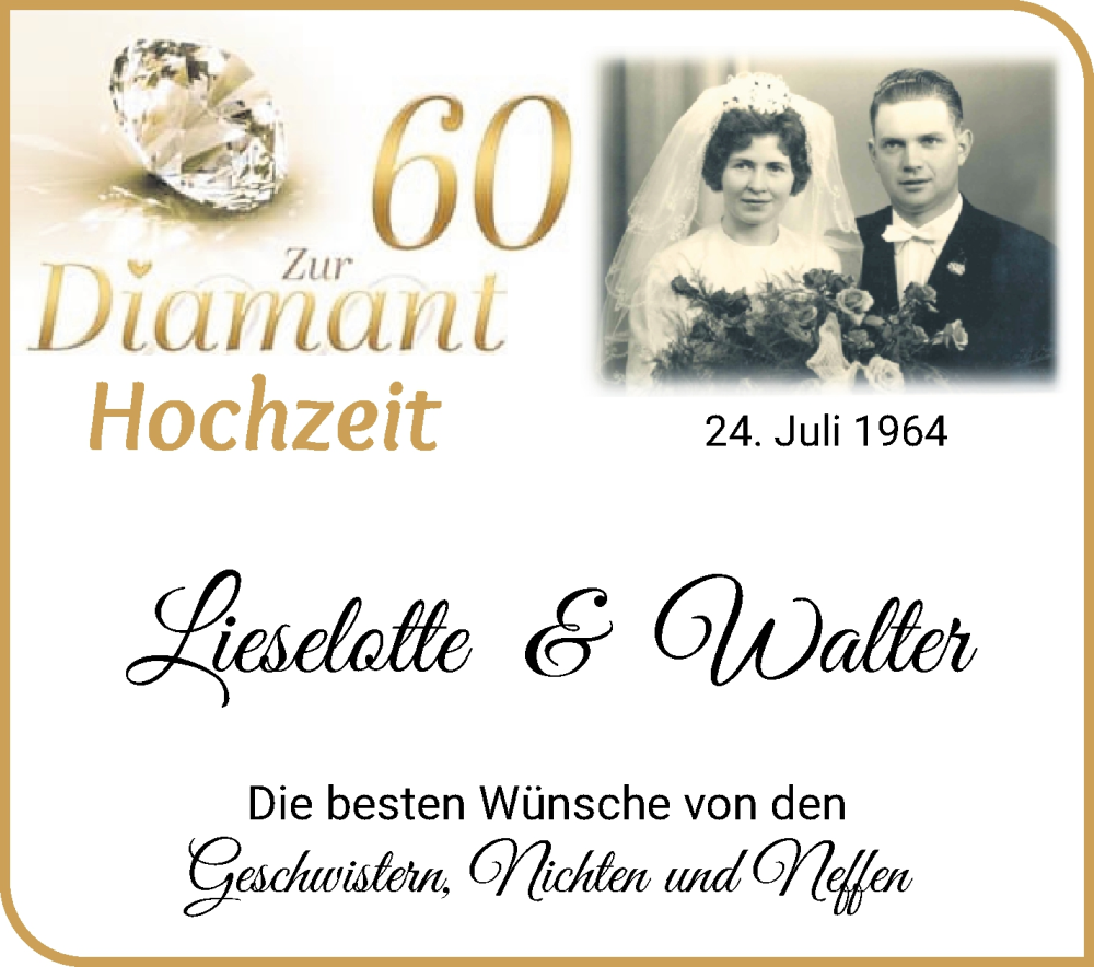 Hochzeitsanzeige von Lieselotte  von Osterholzer Kreisblatt