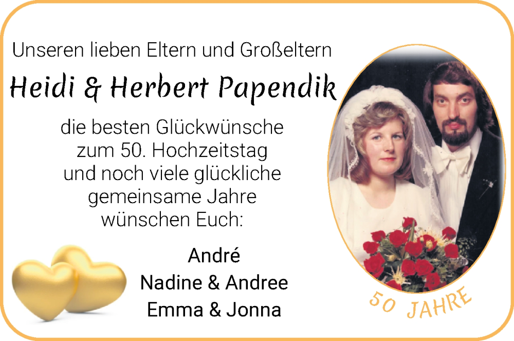 Hochzeitsanzeige von Heidi Papendik von Osterholzer Kreisblatt