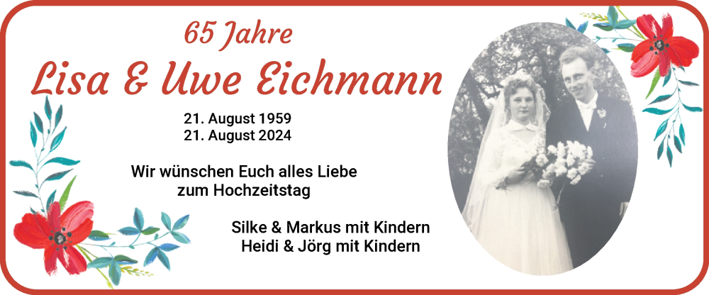 Hochzeitsanzeige von Lisa Eichmann von Die Norddeutsche