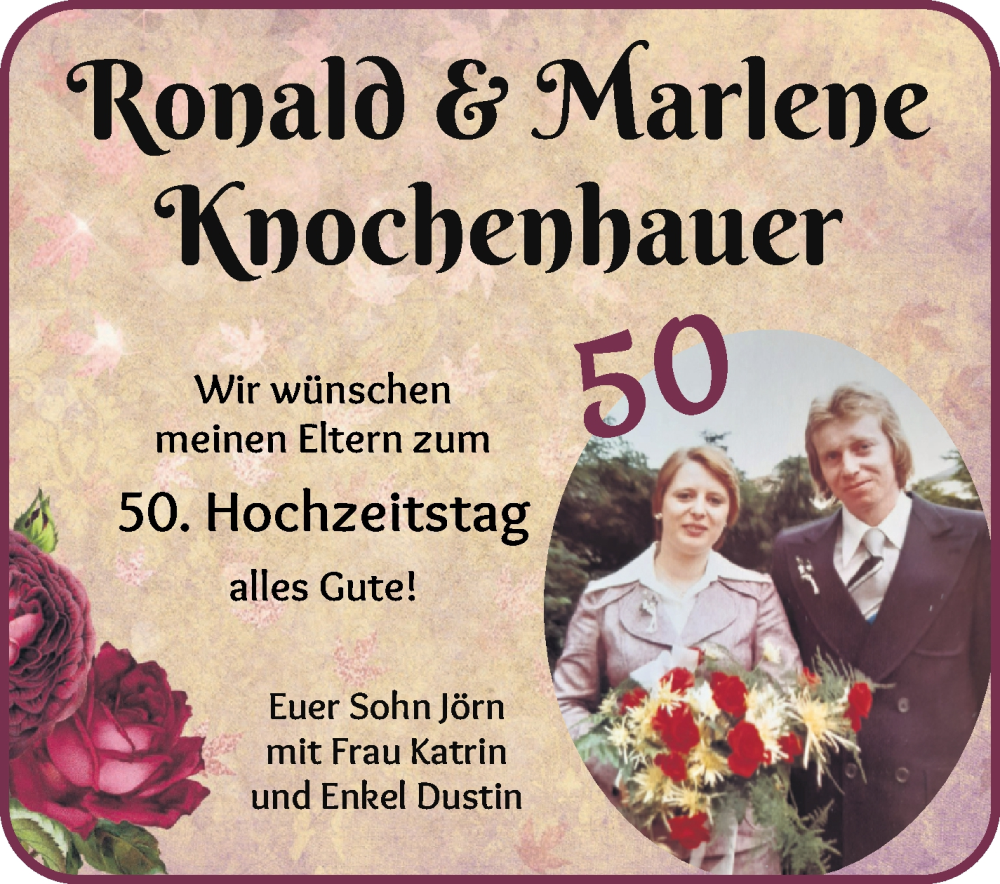 Hochzeitsanzeige von Ronald Knochenhauer von WESER-KURIER