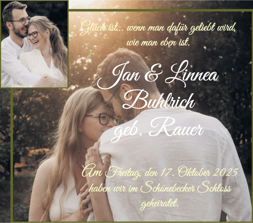 Hochzeitsanzeige von Jan Buhlrich von Weser Kurier