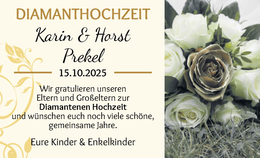 Hochzeitsanzeige von Karin Prekel von WESER-KURIER