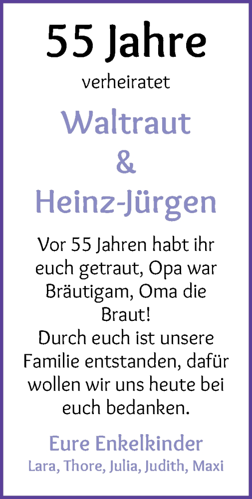 Hochzeitsanzeige von Waltraut  von Wuemme Zeitung