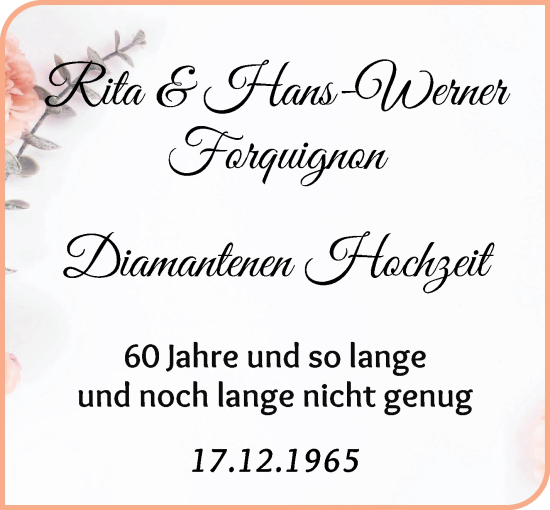 Hochzeitsanzeige von Rita Forquignon von WESER-KURIER