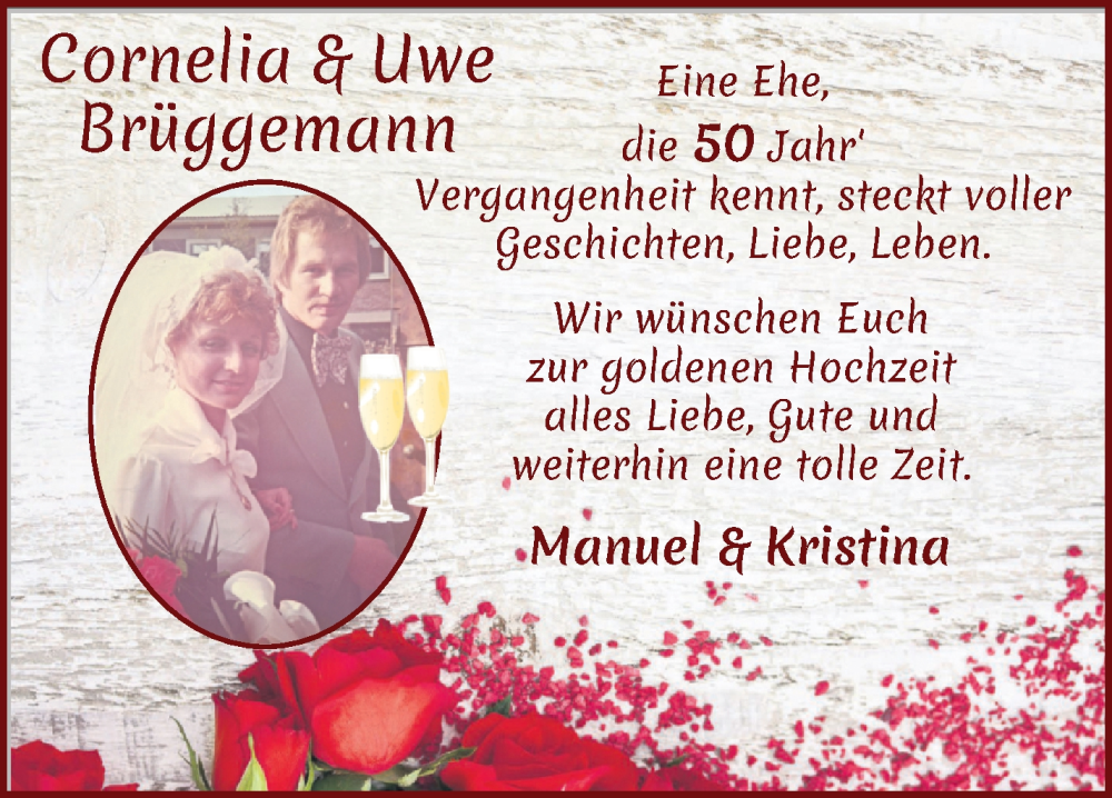 Hochzeitsanzeige von Cornelia Brüggemann von WESER-KURIER