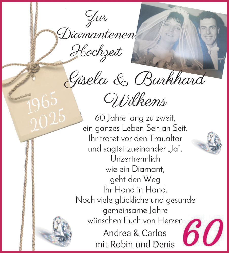 Hochzeitsanzeige von Gisela Wilkens von Osterholzer Kreisblatt