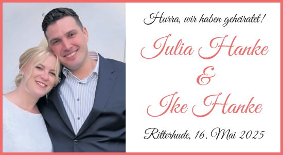Hochzeitsanzeige von Iulia Hanke von Osterholzer Kreisblatt
