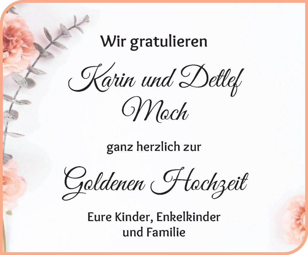 Hochzeitsanzeige von Karin Moch von WESER-KURIER