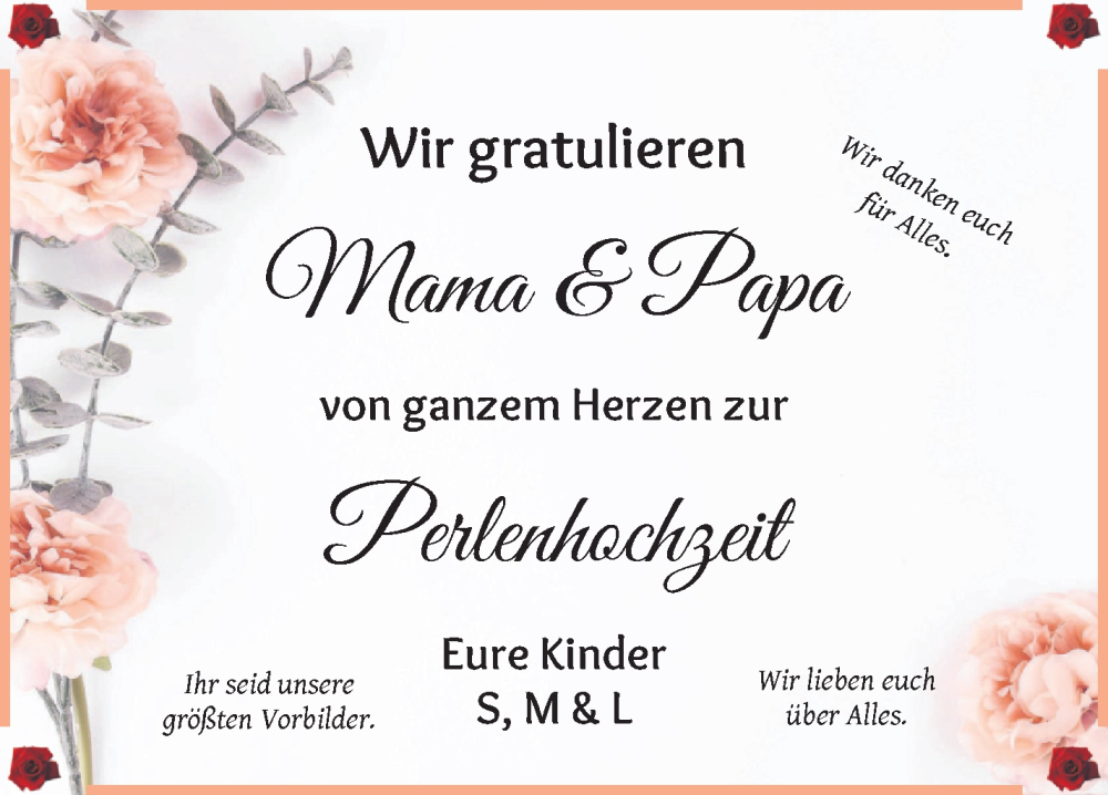 Hochzeitsanzeige von Mama  von Osterholzer Kreisblatt