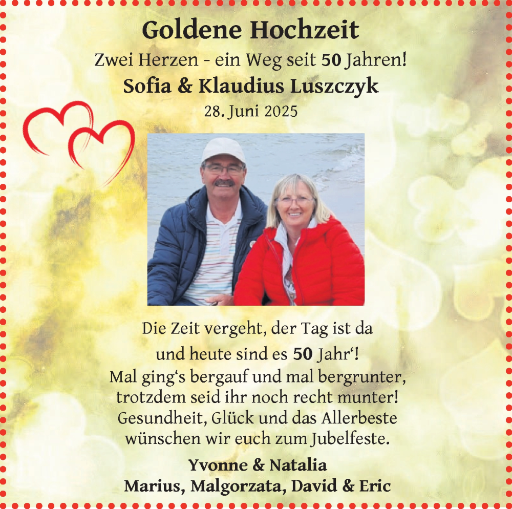 Hochzeitsanzeige von Sofia  Luszczyk von WESER-KURIER