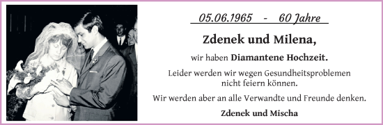 Hochzeitsanzeige von Zdenek  von Die Norddeutsche