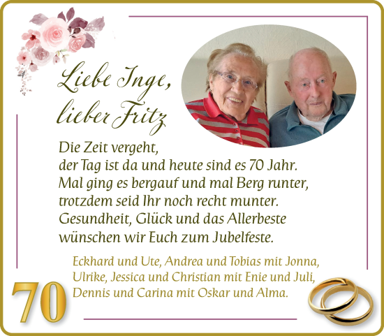 Hochzeitsanzeige von Inge,  von Osterholzer Kreisblatt