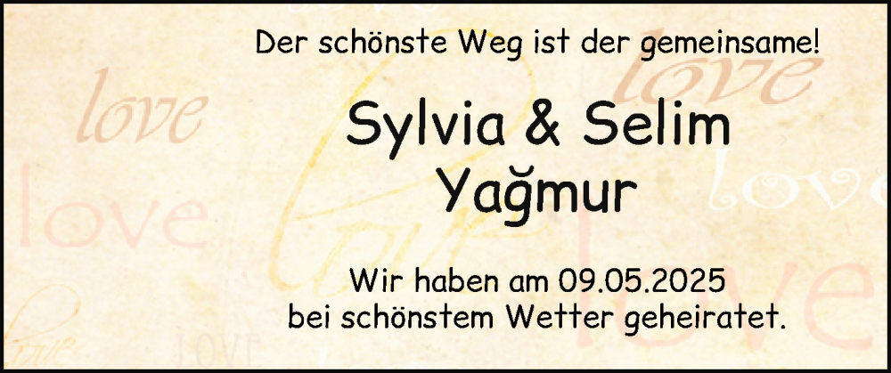 Hochzeitsanzeige von Sylvia Yağmur von WESER-KURIER