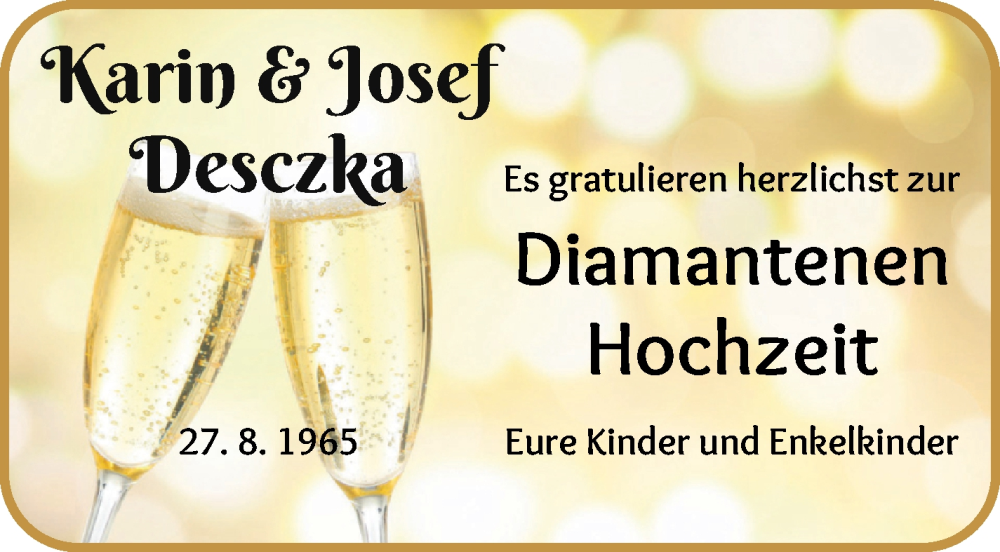 Hochzeitsanzeige von Karin und Josef Desczka von Die Norddeutsche