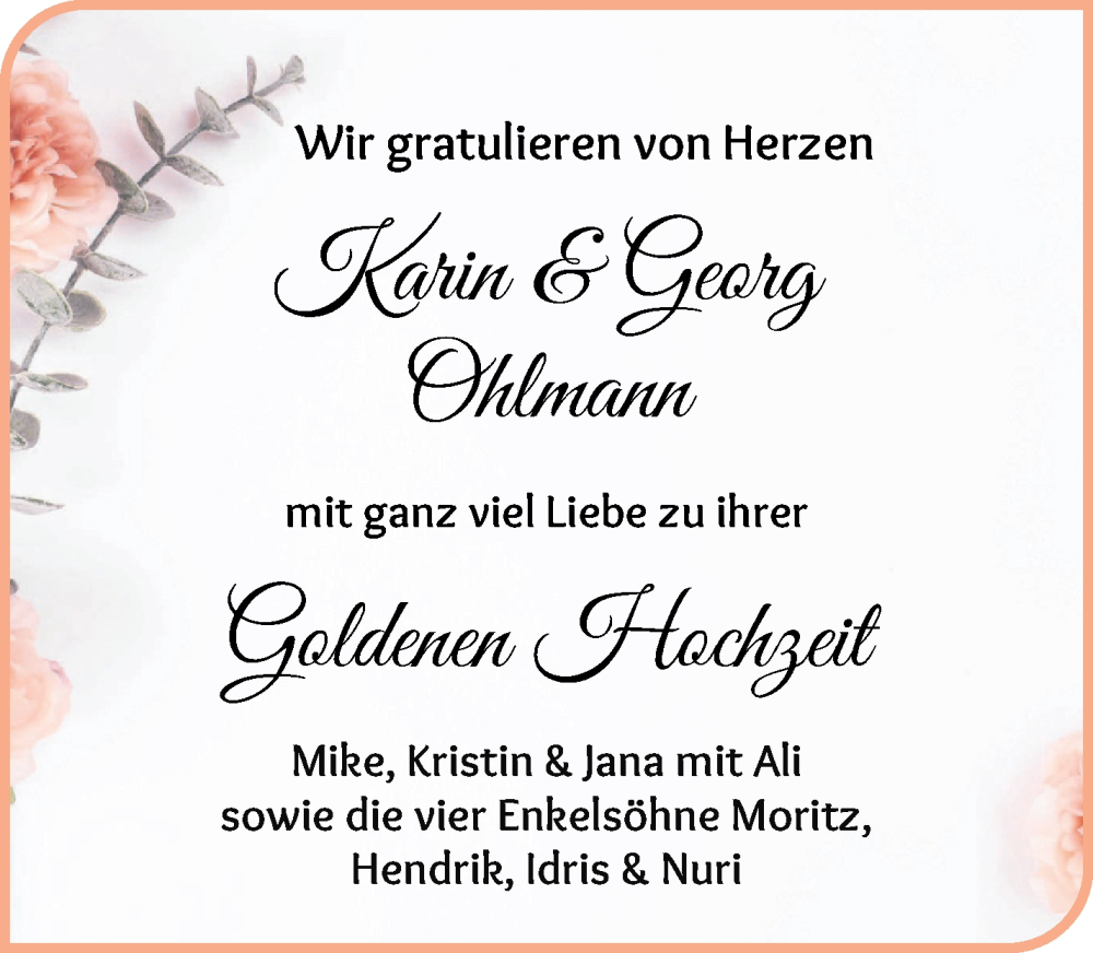 Hochzeitsanzeige von Karin Ohlmann von WESER-KURIER