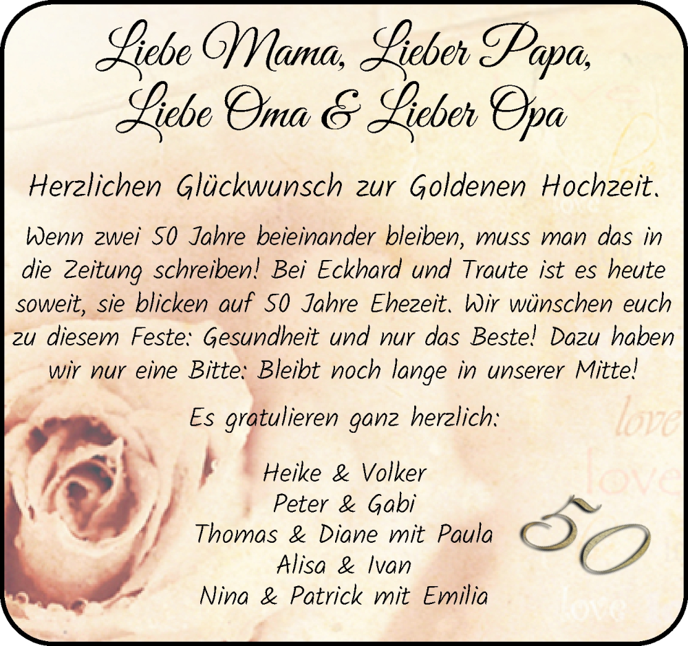 Hochzeitsanzeige von Mama  von Wuemme Zeitung