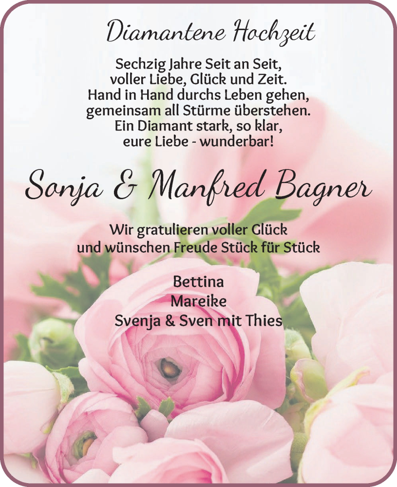 Hochzeitsanzeige von Sonja Bagner von Osterholzer Kreisblatt