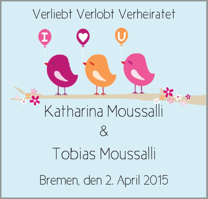 Hochzeitsanzeige von Katharina Moussalli von WESER-KURIER