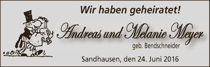 Hochzeitsanzeige von Andreas Meyer von Osterholzer Kreisblatt