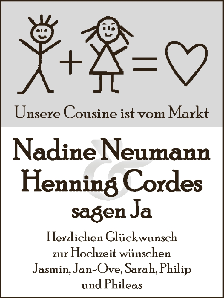Hochzeitsanzeige von Nadine Neumann von WESER-KURIER