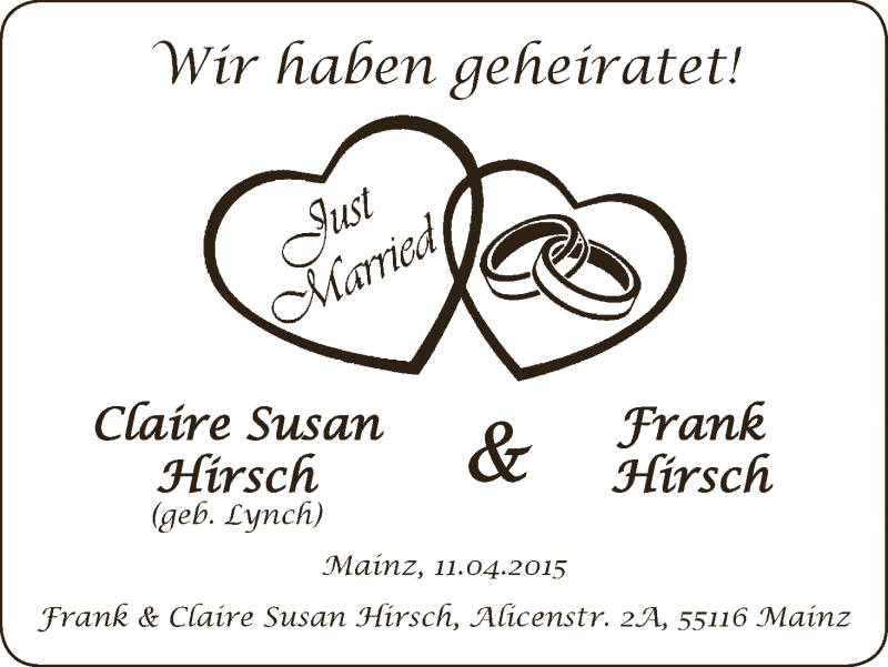 Hochzeitsanzeige von Claire Susan  Hirsch von WESER-KURIER