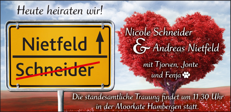 Hochzeitsanzeige von Nicole Schneider von Osterholzer Kreisblatt