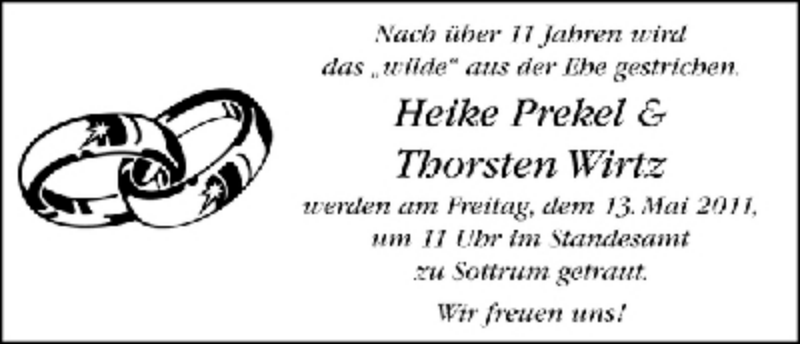 Hochzeitsanzeige von Heike Prekel von WESER-KURIER