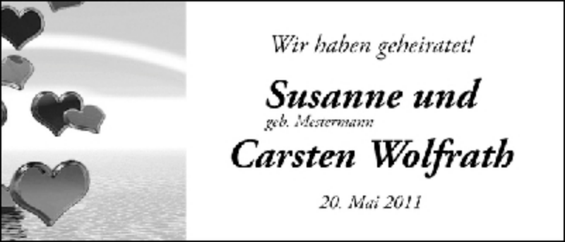 Hochzeitsanzeige von Susanne Wolfrath von WESER-KURIER