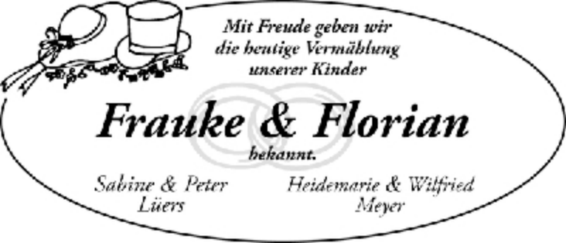 Hochzeitsanzeige von Frauke  von WESER-KURIER